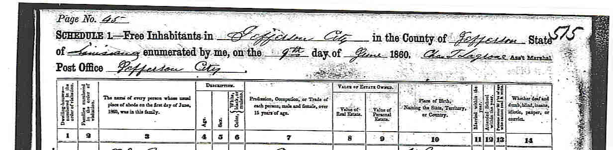 1860 census header
