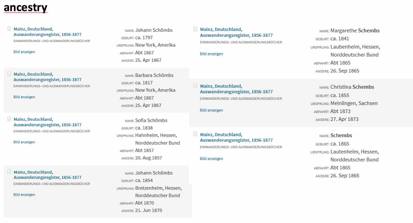 auszug aus auswanderungsregister