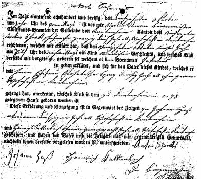 geburtsurkunde jakob 1830