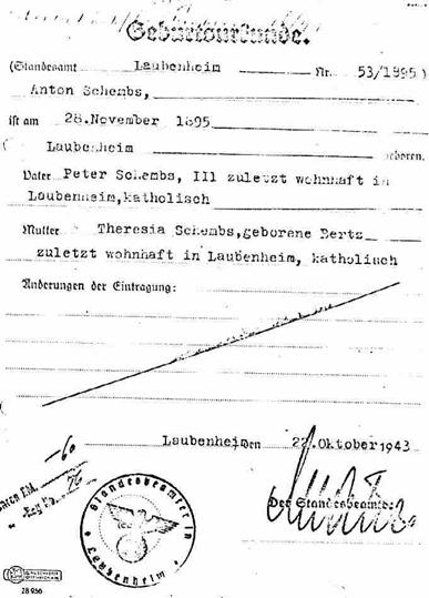geburtseintrag anton